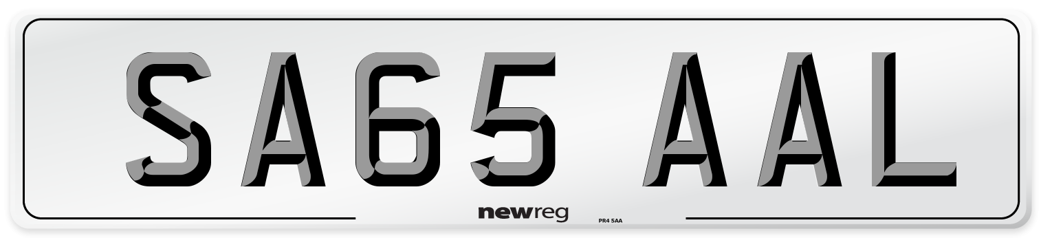 SA65 AAL Number Plate from New Reg